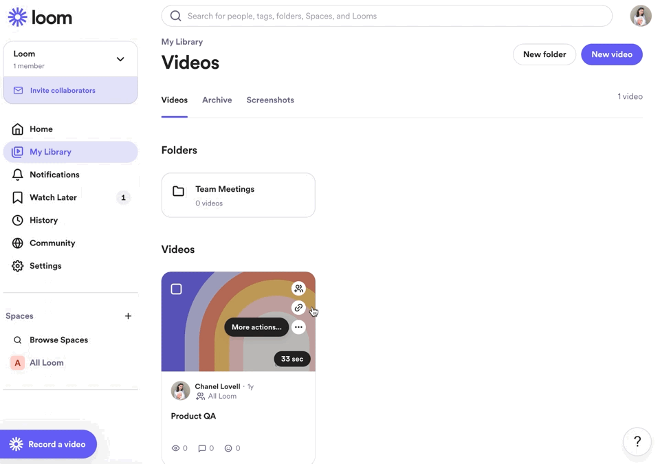How to manage videos you created – Loom
