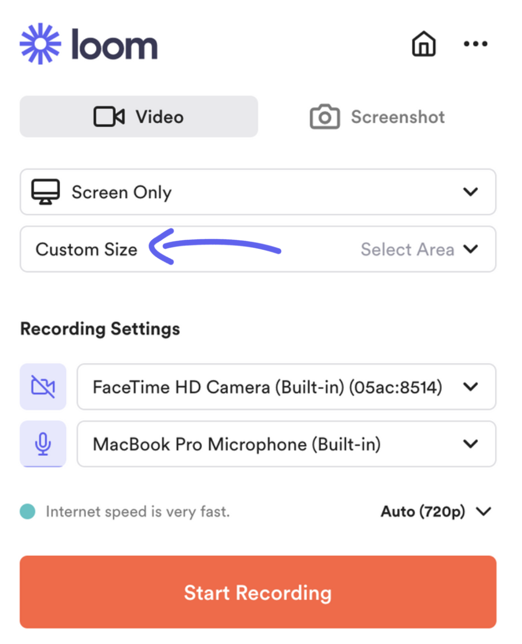 How To Record A Custom Size Video Loom