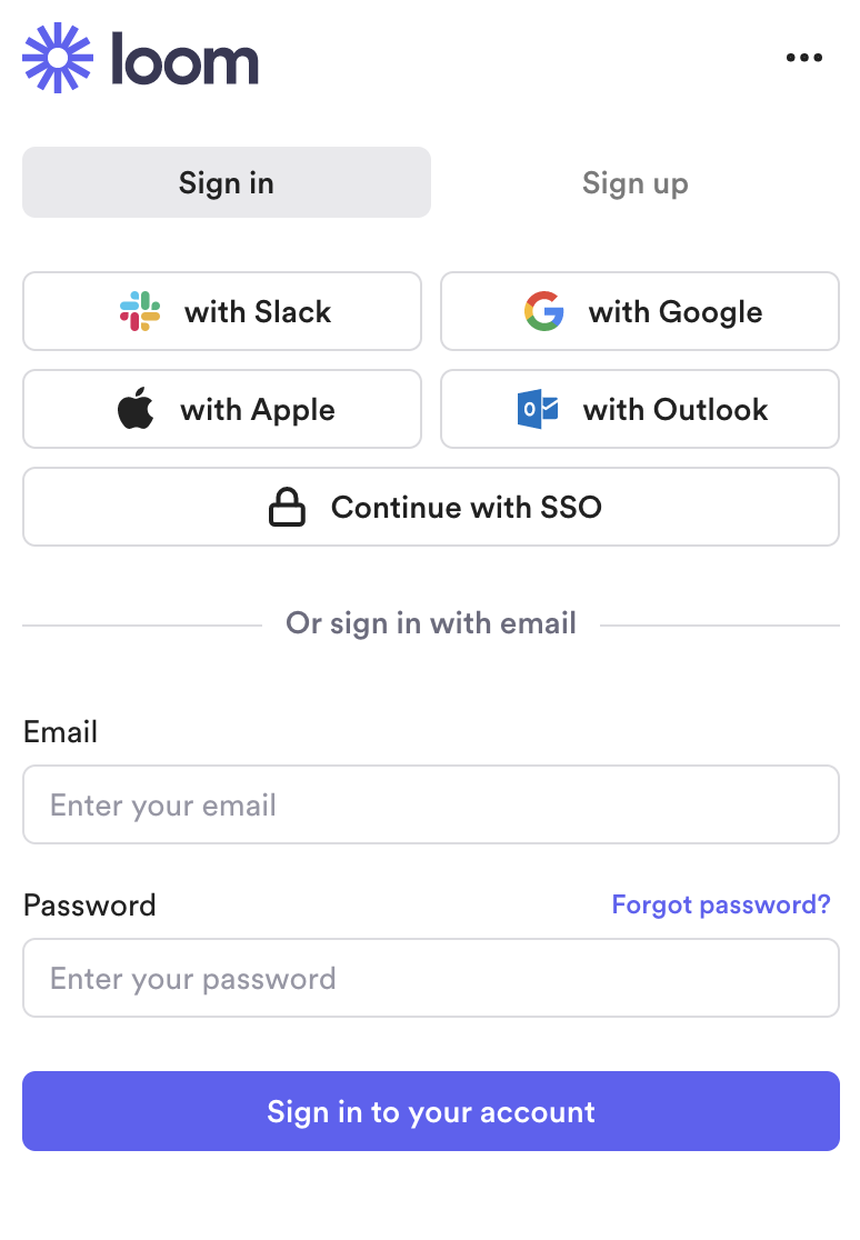 How to sign in with email, Google, Slack, or Apple – Loom